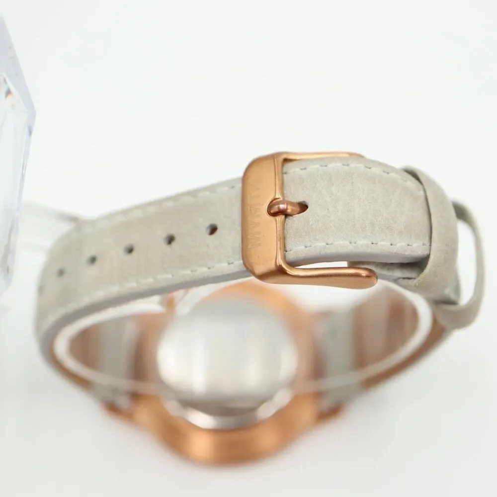 MVMT Women's Beverly Marble Watch 38mm Rose Gold Tone Gray Leather w New Battery